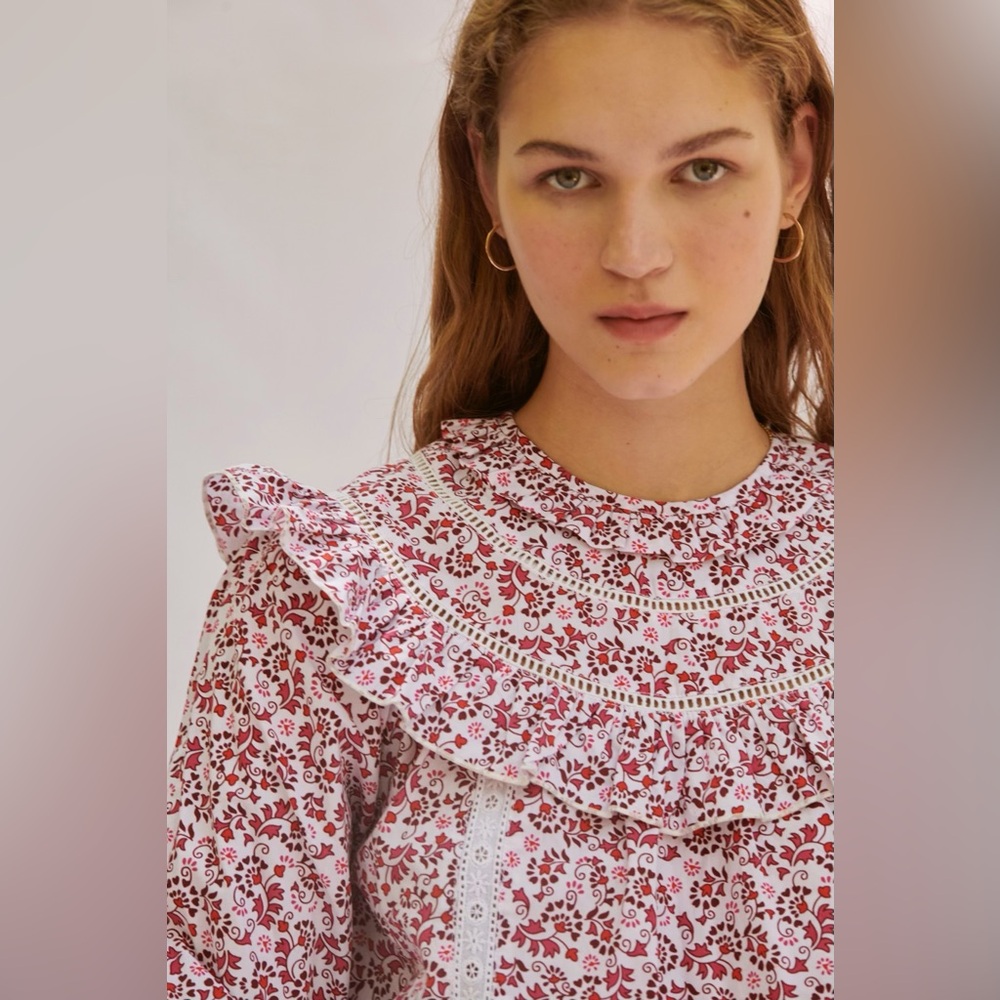 Floral Ruffle Blouse - Pink - Picture 5 of 5